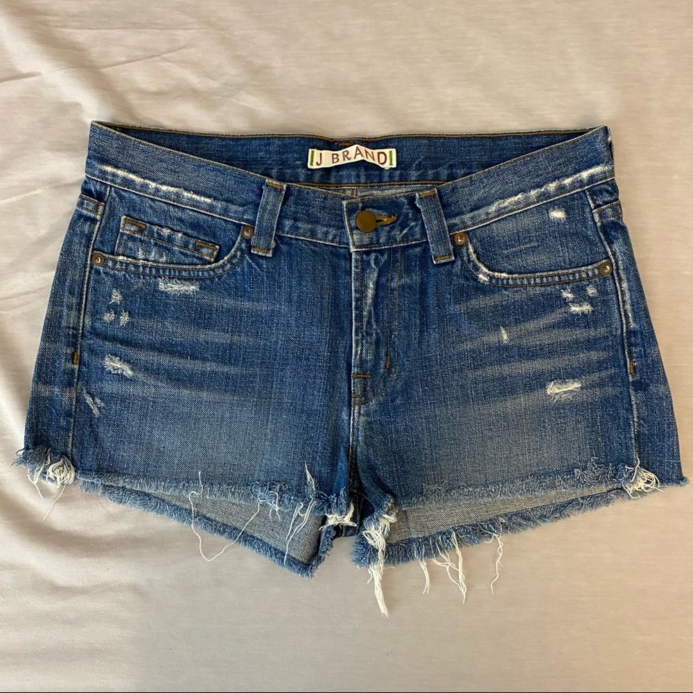 J BRAND Libra Cut Off Denim Shorts - Medium Blue, Size 27